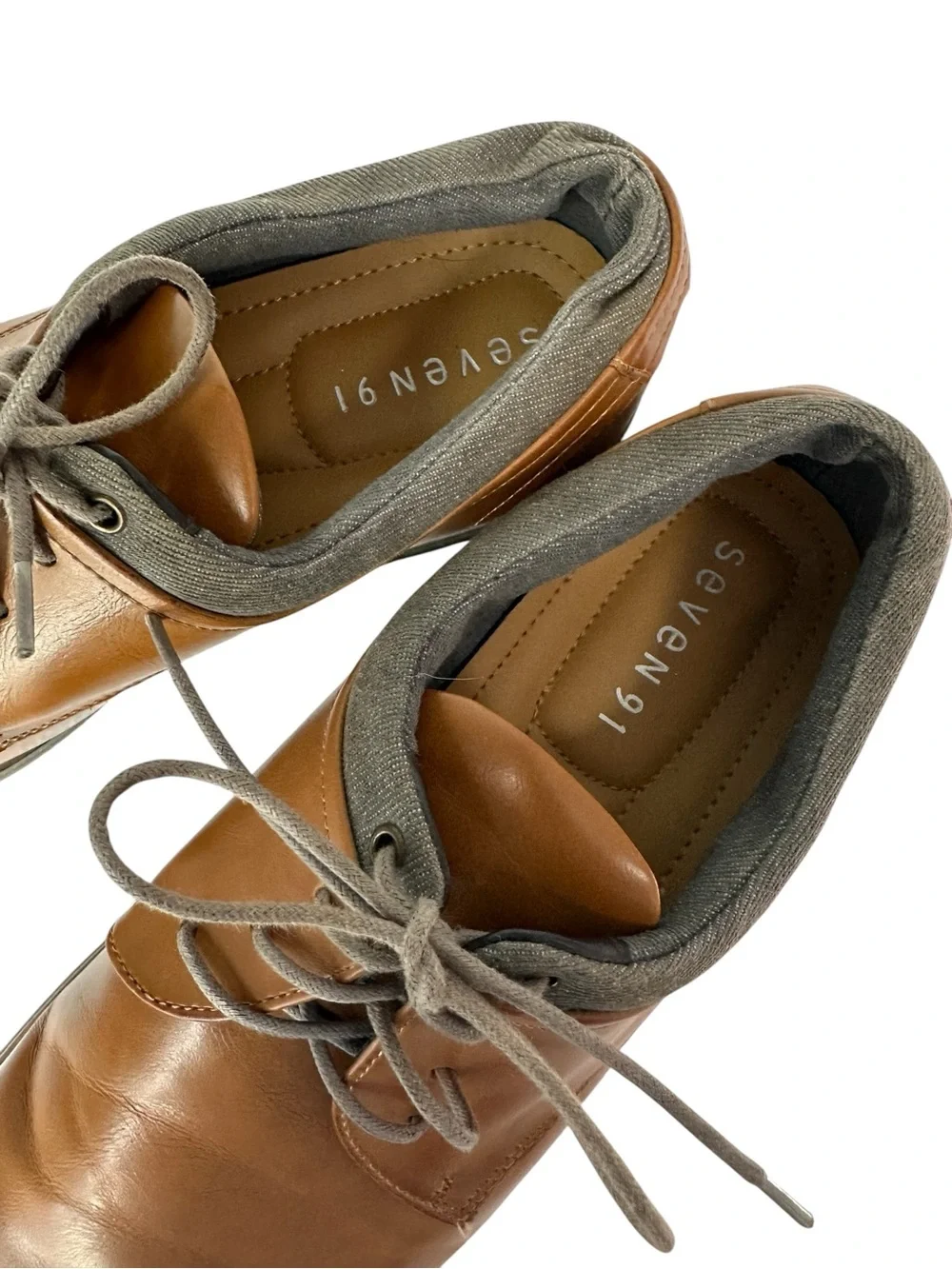 Seven 91 Mens Donestan Tan Brown Leather Oxford Derby Shoes, Size 12